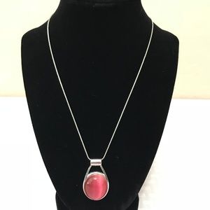 Light Pink Glass Stone Necklace